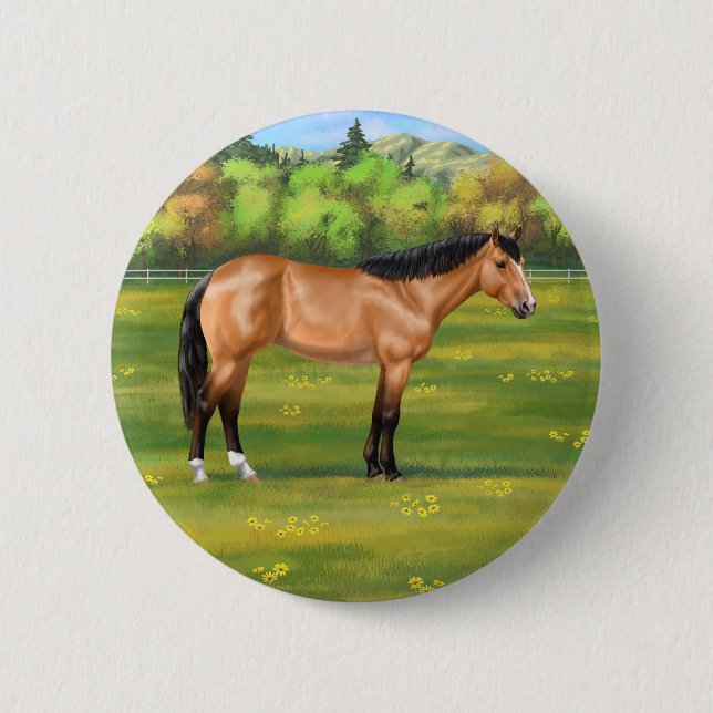 Buckskin Dun Quarter Horse Button (Front)