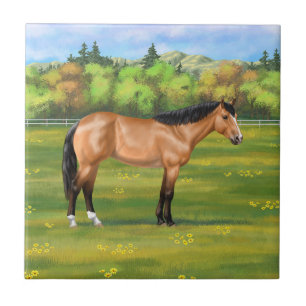 Buckskin Dun Quarter Horse Ceramic Tile