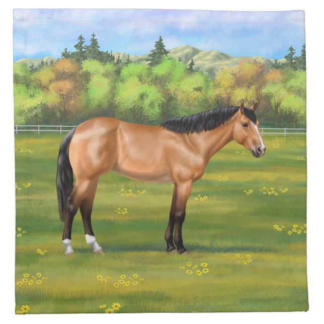 Buckskin Dun Quarter Horse Cloth Napkin (Front)