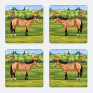 Buckskin Dun Quarter Horse Coaster Set