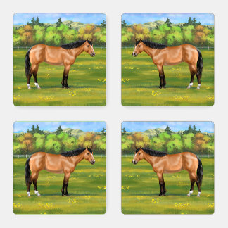 Buckskin Dun Quarter Horse Coaster Set