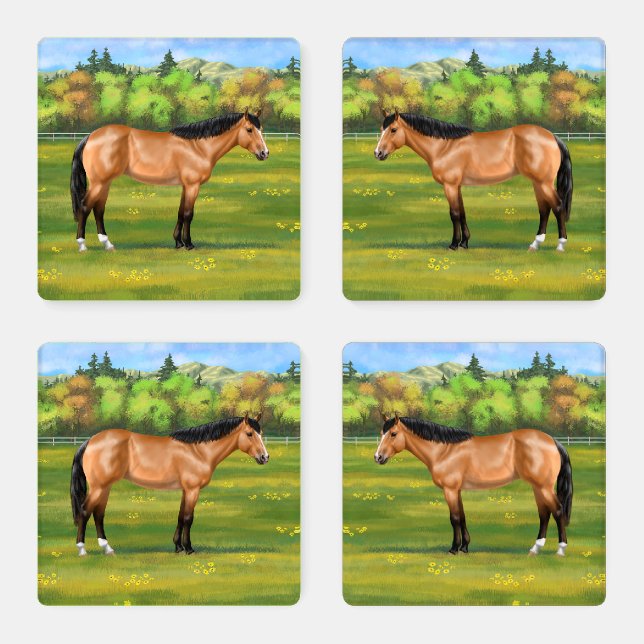 Buckskin Dun Quarter Horse Coaster Set (Set)