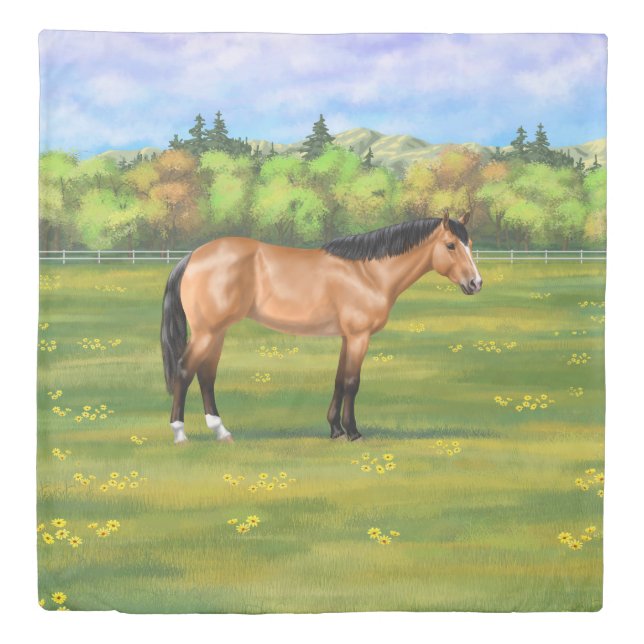 Buckskin Dun Quarter Horse Duvet Cover (Front)