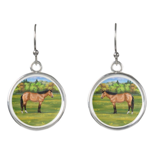 Buckskin Dun Quarter Horse Earrings (Front)