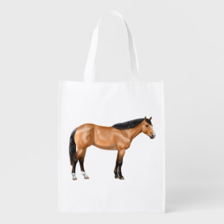 Buckskin Dun Quarter Horse Grocery Bag