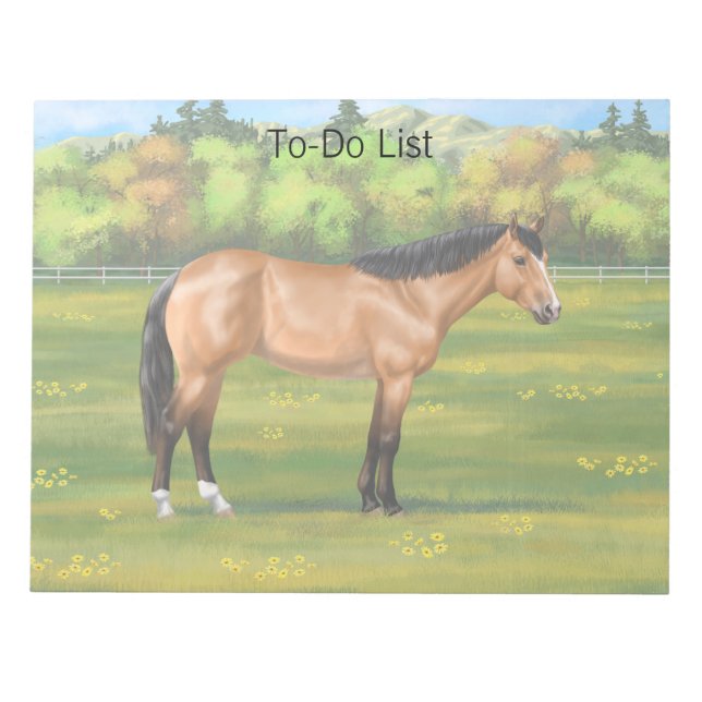 Buckskin Dun Quarter Horse Notepad (Front)