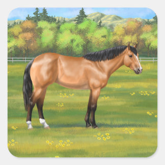 Buckskin Dun Quarter Horse Square Sticker