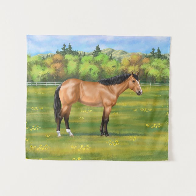 Buckskin Dun Quarter Horse Tapestry (Front (Horizontal))