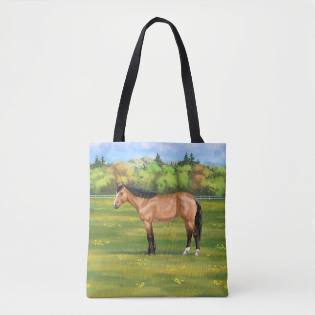 Buckskin Dun Quarter Horse Tote Bag (Front)