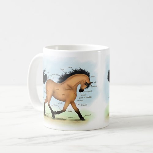 Buckskin Horse Educational Equine Anatomy Coffee Mug