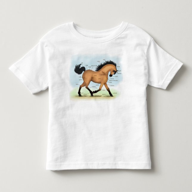 Buckskin Horse Educational Equine Anatomy Toddler T-shirt (Front)