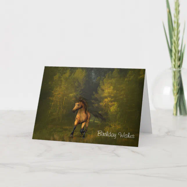 Buckskin Horse in the Forest Birthday Card | Zazzle
