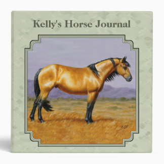Buckskin Horse Mustang Stallion Sage Green 3 Ring Binder