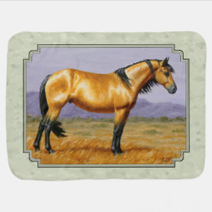 Buckskin Horse Mustang Stallion Sage Green Swaddle Blanket