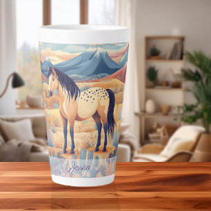 Buckskin Horse Pink Blue Purple Girls Personalized Latte Mug