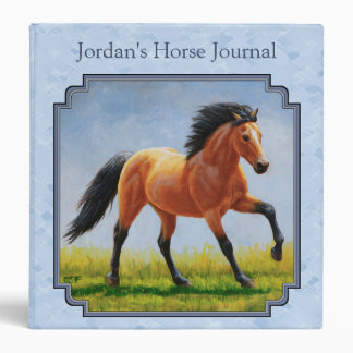 Buckskin Horse Running Light Blue 3 Ring Binder