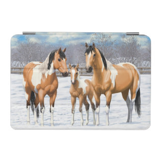 Buckskin Paint Horses In Snow iPad Mini Cover
