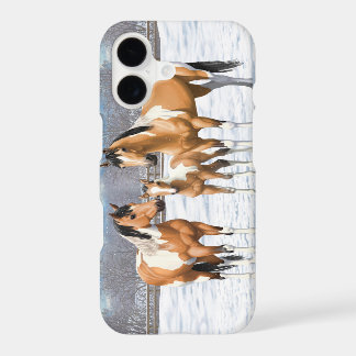Buckskin Paint Horses In Snow iPhone 17 Case