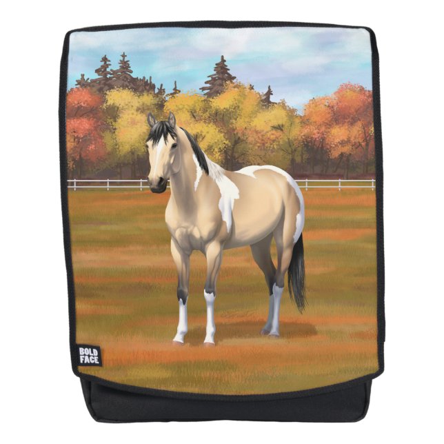 Buckskin Pinto Dun Paint Horse Staillion Backpack (Front)