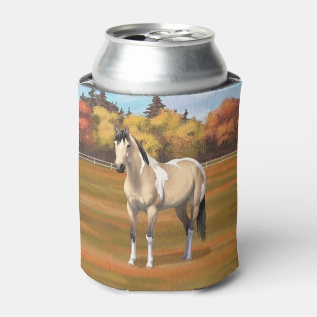 Buckskin Pinto Dun Paint Horse Staillion Can Cooler (Can Front)