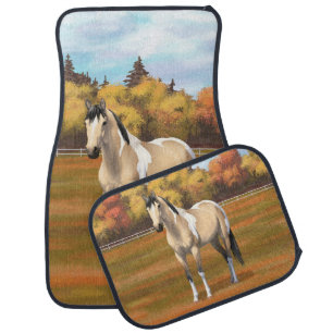 Buckskin Pinto Dun Paint Horse Staillion Car Floor Mat