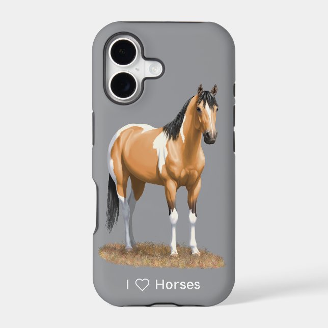 Buckskin Pinto Dun Paint Horse Staillion Case-Mate iPhone Case (Back)