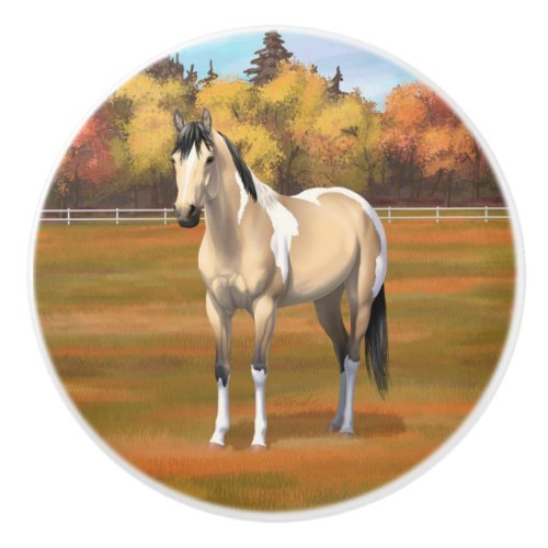 Buckskin Pinto Dun Paint Horse Staillion Ceramic Knob