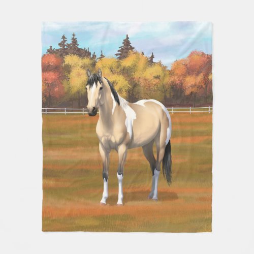 Buckskin Pinto Dun Paint Horse Staillion Fleece Blanket