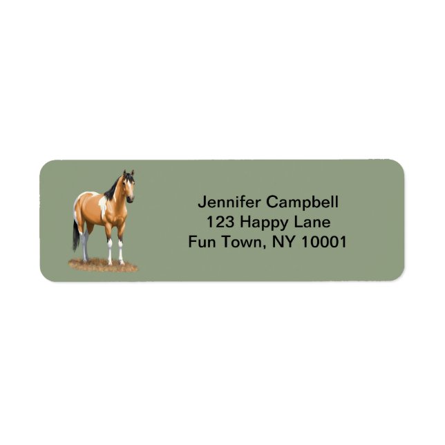 Buckskin Pinto Dun Paint Horse Staillion Label (Front)