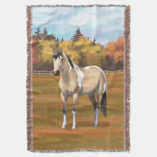 Buckskin Pinto Dun Paint Horse Staillion Throw Blanket