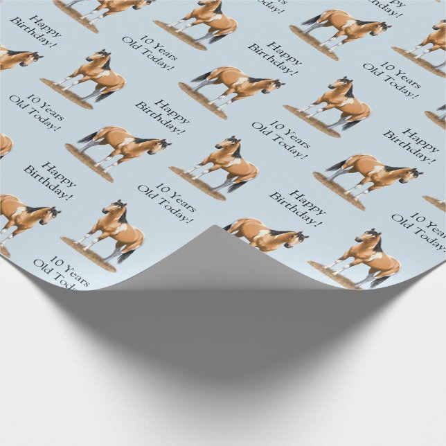 Buckskin Pinto Dun Paint Horse Staillion Wrapping Paper (Corner)
