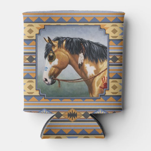 Buckskin Pinto Horse Southwest Indian Design Can Cooler