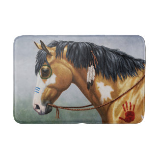 Buckskin Pinto Native American War Horse Bath Mat