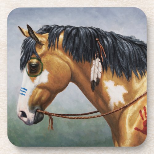 Buckskin Pinto Native American War Horse Beverage Coaster