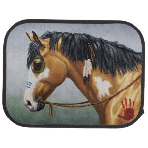 Buckskin Pinto Native American War Horse Car Floor Mat