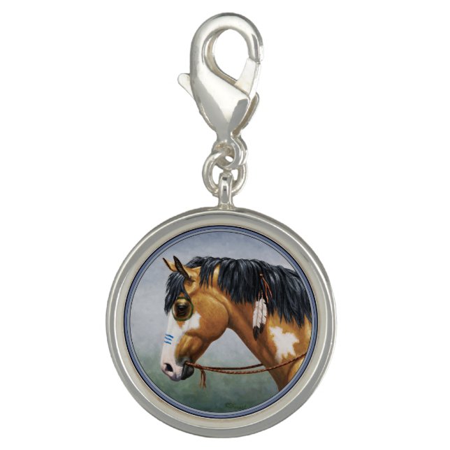 Buckskin Pinto Native American War Horse Charm (Front)