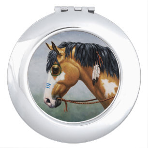 Buckskin Pinto Native American War Horse Compact Mirror