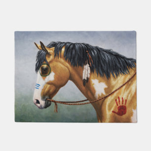 Buckskin Pinto Native American War Horse Doormat