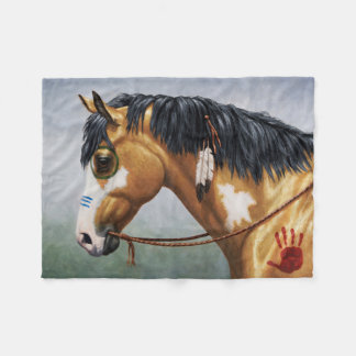 Buckskin Pinto Native American War Horse Fleece Blanket