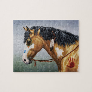 Buckskin Pinto Native American War Horse Jigsaw Puzzle