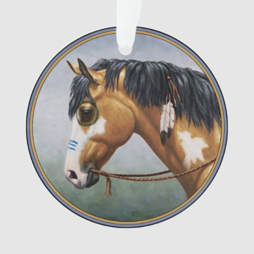 Buckskin Pinto Native American War Horse Ornament
