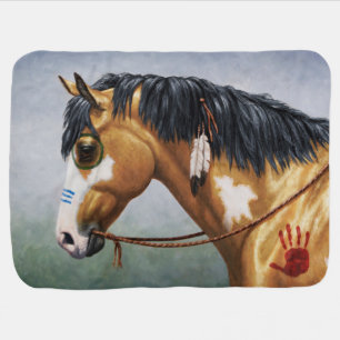 Buckskin Pinto Native American War Horse Swaddle Blanket