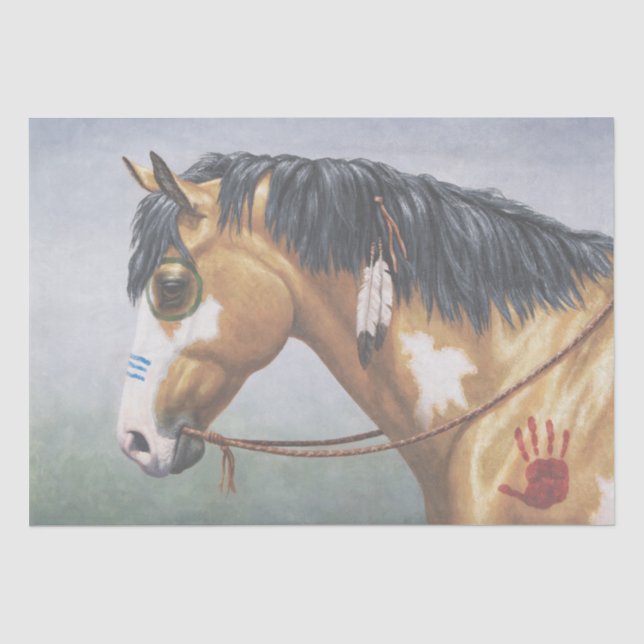 Buckskin Pinto Native American War Horse Tissue Paper (Front)