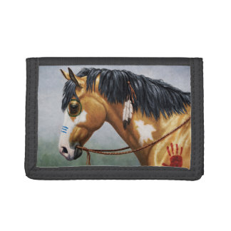 Buckskin Pinto Native American War Horse Trifold Wallet