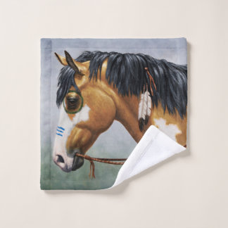 Buckskin Pinto Native American War Horse Wash Cloth