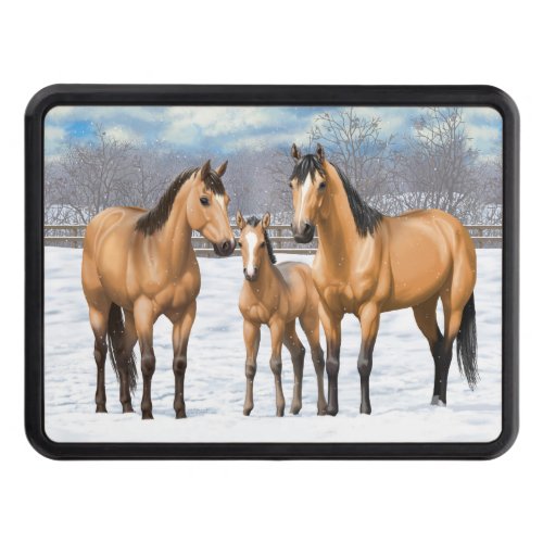 Buckskin Quarter Horses In Snow Hitch Cover