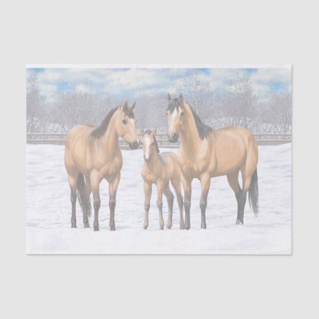Buckskin Quarter Horses In Snow Tissue Paper (Front)