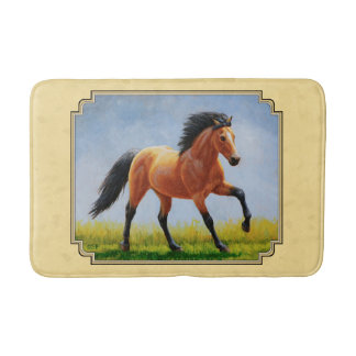 Buckskin Running Horse Yellow Bathroom Mat