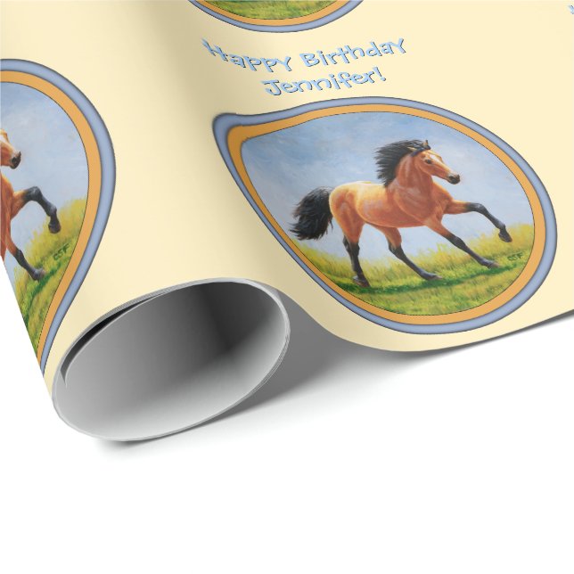 Buckskin Running Horse Yellow Wrapping Paper (Roll Corner)