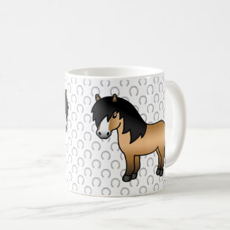 Buckskin Shetland Pony Cute Cartoon Illustration Coffee Mug
